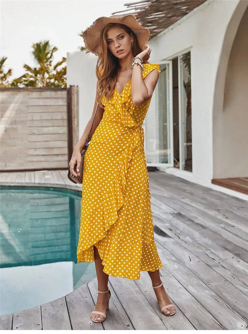 Shop Trendy Yellow Bohemian Dresses: Perfect for Weddings and Casual Outings