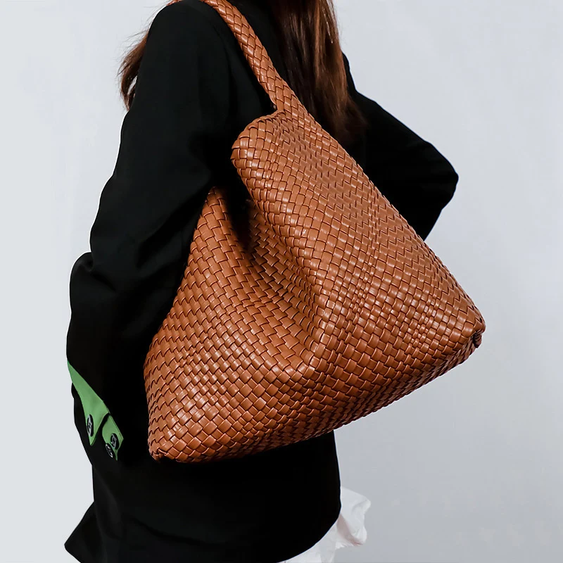 2024 Woven Leather Shoulder Bag for Women - Chic, Handcrafted & Versatile