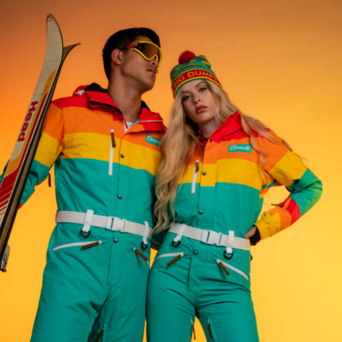 Classic 1980s One Piece Ski Suits: Retro Ski Gear for Men and Women