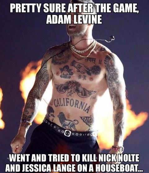 laughing at the adam levine super bowl meme? you are not alone, see what others are saying